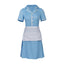 Musical Waitress Cosplay Costume Women Blue Maid Dress Uniform with Apron Outfit (Blue, XXXL)