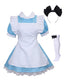 Colorful House Adult Anime Cosplay Outfit Women Blue Maid Costume Apron 4 Pcs Halloween Lolita Maid Dress Set(Medium, Blue)