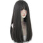 URCGTSA 22 Inches long Hair Wig for Women Black Synthetic Hair Natural Long Straight Wig With Bangs Party Cosplay Wig for Girl (Black brown)