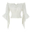 Womens Renaissance Peasant Blouse Off Shoulder Trumpet Sleeve Tops(S,Z2880C)