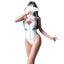 SINMIUANIME Women's One-Piece Anime Swimsuit Party High Cut Bodysuit Cosplay Leotard Teddy Lingerie Set (White)
