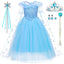 iTVTi Little Girl Princess Dress Halloween Carnival Cosplay Costume with Accessories Blue, 3-4 Years (Tag 110)