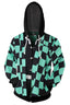 Baycon Anime Hoodies Cosplay Costume Zip up Jacket Sweatshirt Top (L, Kamado Tanjirou)