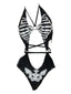 MEOWCOS Women One Piece Swimsuits with Skull Design Cut Out Gothic Swimsuit Bathing Suit Black