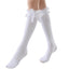 AMHRLINGTO Women's Lace Ruffle Frilly Ankle Socks - Girl Cotton Knee High Socks with Bow Lace Ruffle Trim (Cotton, White-1 Pairs)