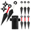 OOHGLITZ 11-Piece Anime Ninja Cosplay Kit, Ninja Kunai (10.2"+5.1"), Shuriken Ninja Stars (3.5") Set with Pouch for Anime Fans, Ninja& Martial Arts Props Black