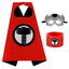 Mizzuco Dress Up Capes for Kids Superhero Cloak with Mask and Waistband Halloween Costumes and Party Dress up(Red Gray)