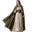 L'VOW Medieval Hooded Cloak Renaissance Cape with Hood Women Men Vintage Sorcerer Capelet for Halloween Cosplay Costume(Army Green)