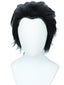 Linfairy Short Black Cosplay Wig Halloween Slicked back Costume Wig for Men