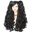 ANOGOL Hair Cap+ Black Cosplay Wig With Clip-on Ponytails Long Curly Wigs with Bangs for Halloween Costume Party Girls Women 2 Curly Pigtails Black Lolita Cosplay Wigs