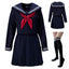 tsavnpk Japanese-style Sailor Uniform sailor suit Classic Japanese School Girls Sailor Dress Shirts Uniform Anime Cosplay Costumes with Socks set navy blue cosplay photography school uniform