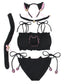 JustinCostume Women's Cosplay Lingerie Set Kitten Keyhole Cute Sexy Outfit Medium Black