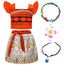 AmzBarley Halloween Dress up Toddler Girls Princess Costume Fancy Party Cosplay Outfit Little Kids Holiday Skirt Sets with Necklace and Flower Headband Orange Size 3T(2-3Years)