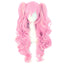 MapofBeauty Multi-color Lolita Long Curly Clip on synthetic Ponytails Cosplay Wig (Pink/Blonde)