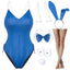 Womens Bunny Costume Girl Bodysuit Anime Role Costume senpai Cosplay Bodysuit One Piece stockings set(Blue M