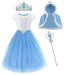 MYZLS Cinderella Princess Dress Girls Snow White Fancy Party Costume Halloween Dress Up Outfit Size 110, 3-4 Years,Blue