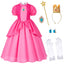 Bosvin Pink Princess Dress for Girls, Kids Princess costume with Crown Gloves Wand Earrings 3T 4T