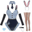 CR ROLECOS Bunny Costume Adults Women Bunny Suit Girl Costume with Ruffle One Piece Bodysuit Stockings Set M