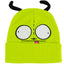 Invader Zim Beanie Hat, Gir Winter Knit Cap with Cuff and 3D Ears, Green, One Size