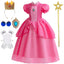 BanKids Princess Costume for Girls Dress up Outfit with Crown Gloves Earring Stars Wand 6-7 Years(P03,130CM