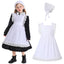 Kosgraiy Colonial Prairie Costume Dress for Girl,Kid Manor Maid Dress,Victorian Maid Costume,Girl Pilgrim Outfit,Black,S/120