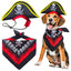 Aichiyu 2 Pieces Skull Print Pet Pirate Hat with Pirate Skull Bandana Dog Cat Captain Cap Halloween Pirate Cosplay Costume Halloween Party Hat Dress Up Costume Accessories (C)