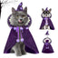 KOUPA Pet Halloween Costume with Hat, Dog Clothes Cosplay Wizard Cloak for Small Puppy Kitten Animal, Shiny Cat Outfit Suit for Party Holiday Christmas, Purple