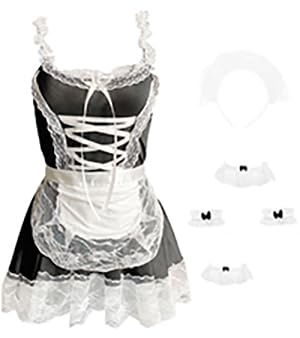 mzenuop Maid Outfit Halloween Maid Dress Cosplay Sweet Classic Apron Costume with Socks.(S-M) Main Image