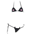 SINGUYUN Womens Sexy Micro bikini Suit Anime Bikini Cosplay Lingerie Kawaii Bra and Panty Set Cute (220Black)
