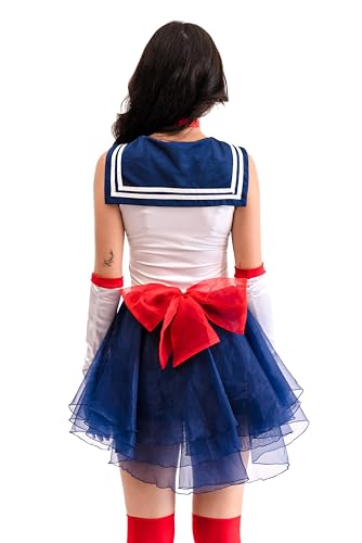 Playhaus Costumes Sailor Costume – Women Anime Moon Diva Outfit, Adult Halloween Festival Party Cosply Set (Navy Blue, S)