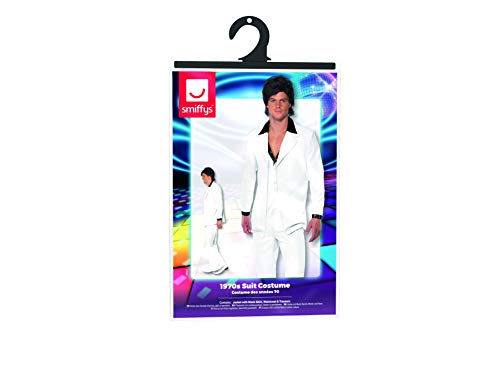 Smiffys Men 1970s Suit Costume, White, M - US Size 38"-40"