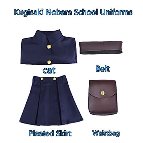 IOPBOT Anime Nobara Kugisaki Cosplay Uniform Halloween Women Skirts Full Set Waist Bag Coat Skirt Costume (blue 02, large)