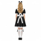 Tvnxdgl Alice Costume Women Wonderland Maid Outfit Anime Lolita Dress Halloween Cosplay Maid Apron Gloves Headband Socks Set 2XL