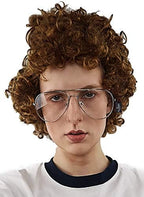 Brown Afro Nerd Wig + Glasses