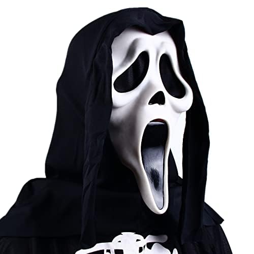 HMPBS Halloween Mask Natural Latex Scary Skull Mask Horror Full Head Masque Halloween Party Costume Cosplay Props (B)