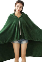 Green Hooded Cape Blanket Cosplay Costume Outfit Hooded Cloak Soft Warm for Adult Men Women