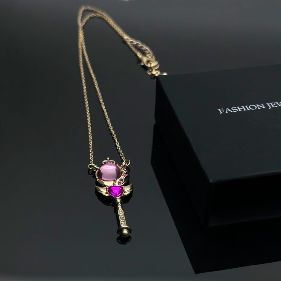 CHIVASO 4 Styles Anime Themed Pendant Necklaces Gold Plated Guardian Star Moon Necklace, Cosplay Jewelry Accessories