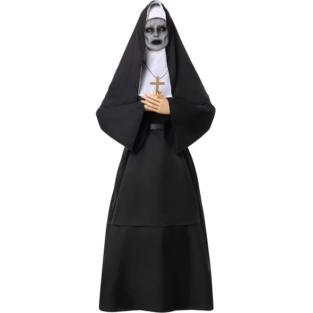 NSPSTT The Nun Costume for Women Nun Dress Halloween Cosplay for Men Nun Costume 5pcs Set