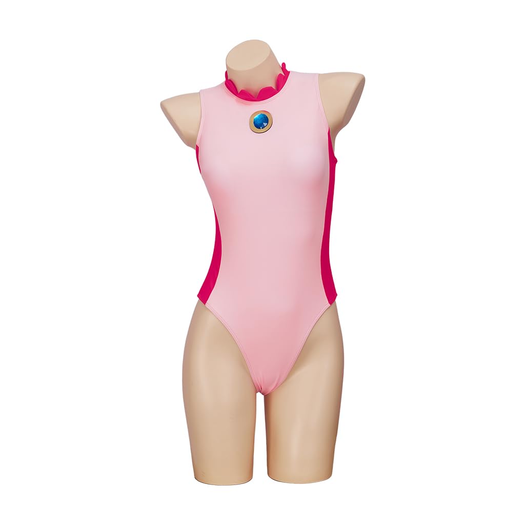 iSHOWcos Princess Cosplay Swimsuit Pink Costume Swimwear Bathing Suit Sexy Jumpsuit Halloween Bodysuit-XL