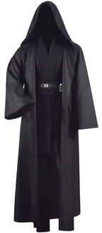 Adult Tunic Costume for Jedi Outfit Skywalker Halloween Cosplay Costume Hooded Robe Cloak Full Set Uniform Three Versions (Medium, Black)