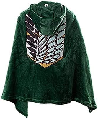 Green Hooded Cape Blanket Cosplay Costume Outfit Hooded Cloak Soft Warm for Adult Men Women