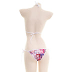 SENJIY sexy Face String bikini for women lingerie Mini Micro swimsuit outfit costume Cosplay Bodysuit Swimwear naughty Lolita Japanese Manga Anime Roleplay Lolita cartoon Kawaii Cute Bra Thong Set