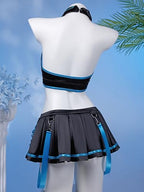 haikyuu Women Cosplay Swimsuit with Sleeves Anime Two Piece Bathing Suit Pool Party Musical Clubwear (US, Alpha, Small, Regular, Regular, Standard, Black)