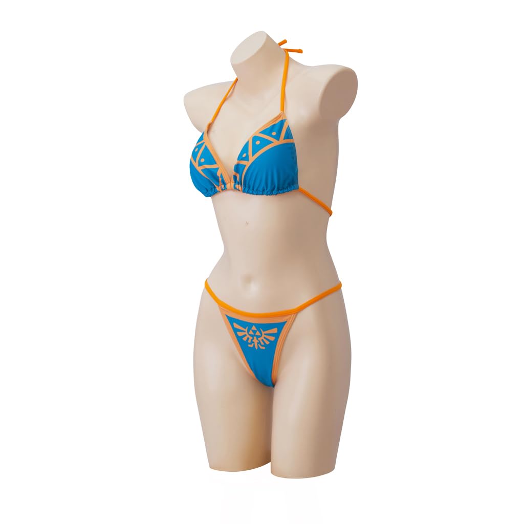 iSHOWcos Princess Swimsuit Sexy Blue Bikini Two-Piece Set Swimwear Outfits Halter Bathing Suit (Blue, XL)