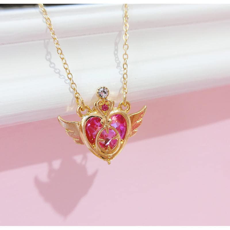 POYAMUSE Anime Guardian Star Pendant Necklace for Women Tsukino Usagi Cosplay Jewelry-heart