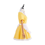 Musical Waitress Cosplay Costume Women Yellow Maid Dress Uniform with Apron Scarf Outfit (Yellow, Medium)