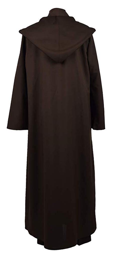 Rongxu Mens Tunic Robe Cosplay Costume Adult Tunic Hooded Robe Outfit Full Set Halloween Costume US Size (Small, Brown (Full Set))