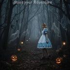 DongMingJianHui Women Little Blue Alice's Adventure Maid Costume Halloween Costume Christmas Costume Fancy Dress Costume Set Medium