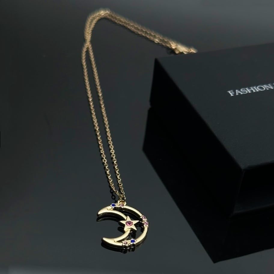 CHIVASO 4 Styles Anime Themed Pendant Necklaces Gold Plated Guardian Star Moon Necklace, Cosplay Jewelry Accessories