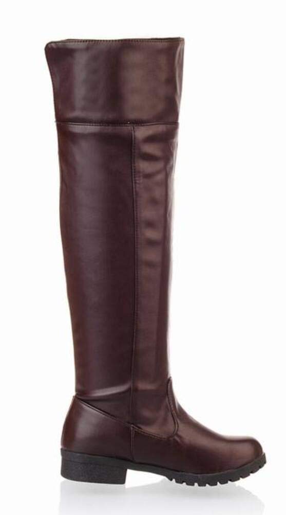 ACE SHOCK Men's Cosplay Boots Knee High Equestrian Boots Costume Shoes (11, Brown)
